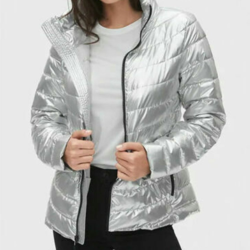 NWT- GAP Silver Metallic Shiny Lightweight Coat